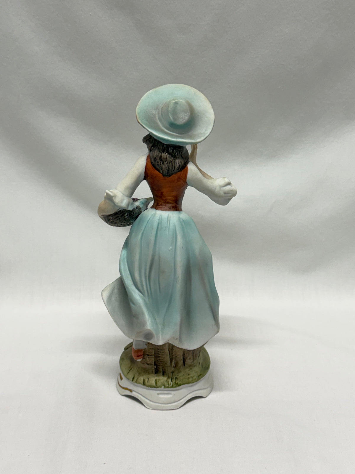 Vintage Victorian Bisque Man and Woman Figurines Carrying Grapes Made in Japan