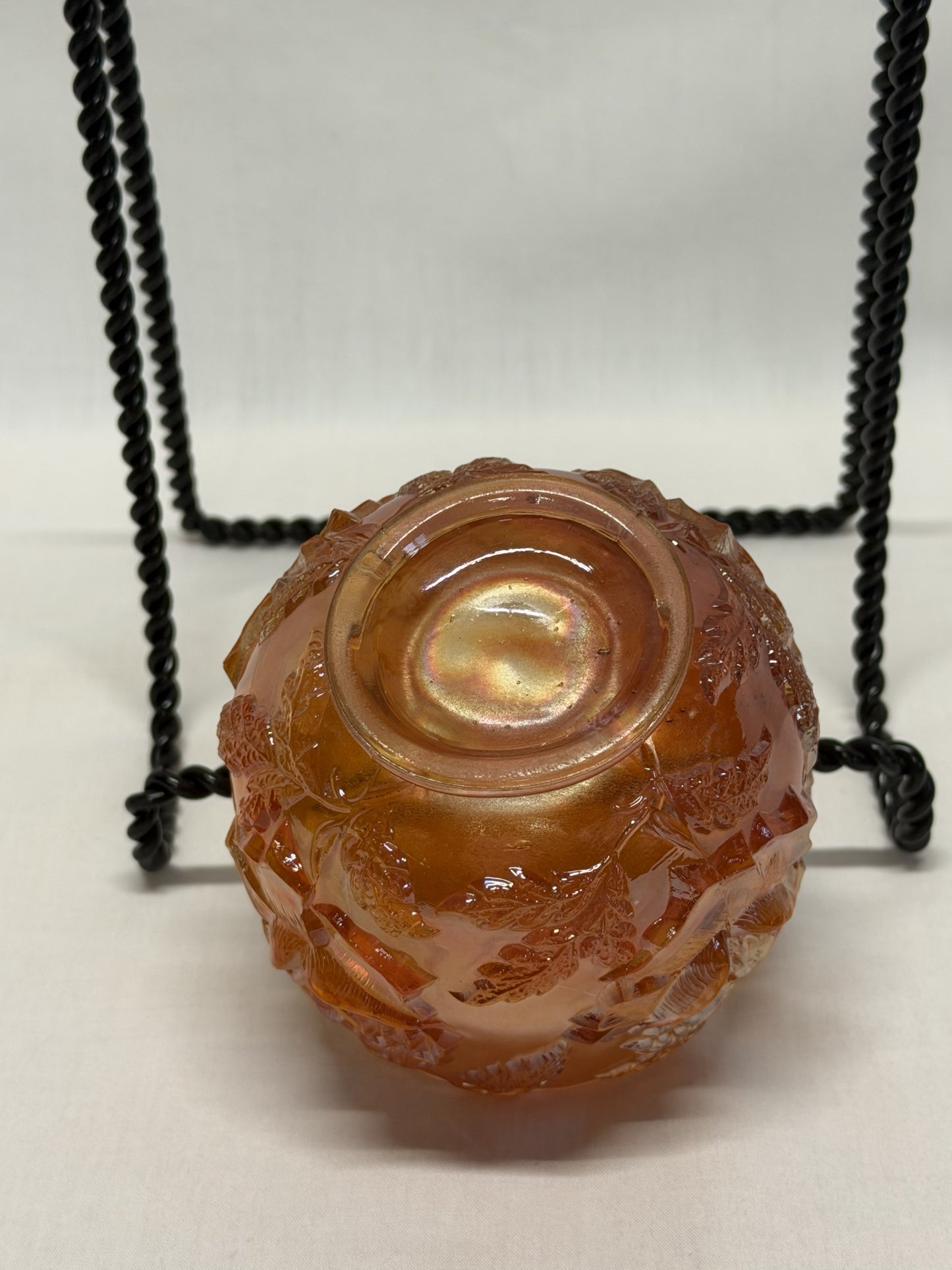 Dugan Marigold Carnival Glass Wreath of Roses Antique Rose Bowl