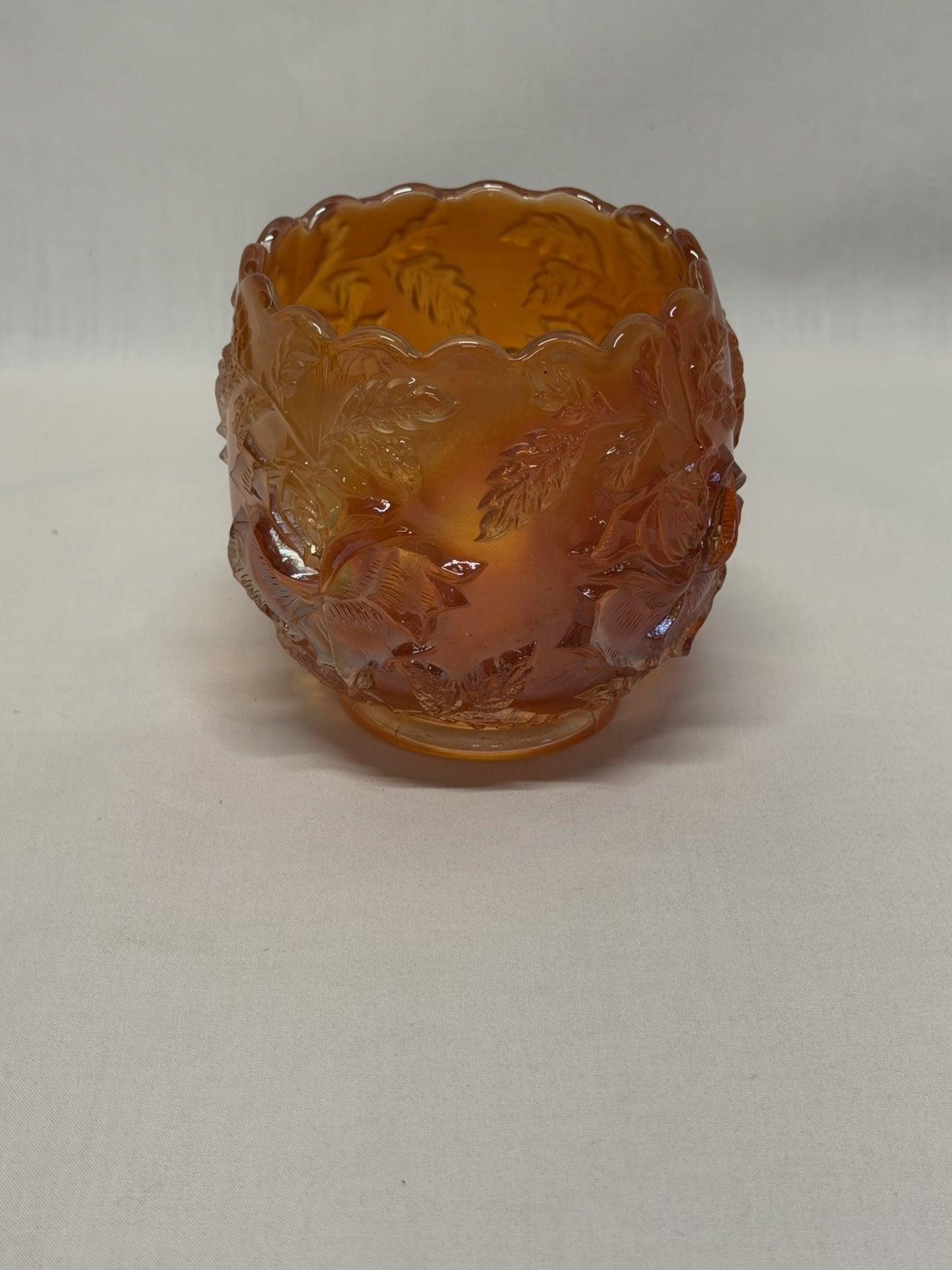 Dugan Marigold Carnival Glass Wreath of Roses Antique Rose Bowl